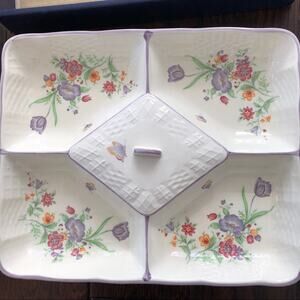 Vintage Condiment Dish Tominaga Japan Crazing Relish Dip Veggie Grannycore